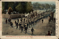 United States Troops Leaving Jackson and Lyon Streets Postcard