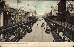 Bowery and Elevated Road Postcard