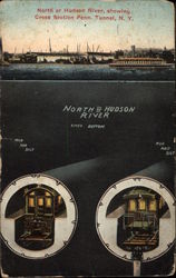 North or Hudson River, showing Cross Section Penn. Tunnel Postcard