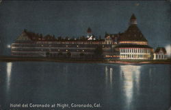 Hotel del Coronado at Night Postcard