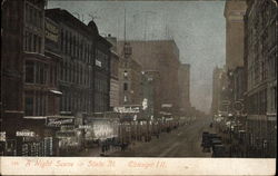 A Night Scene in State St Postcard