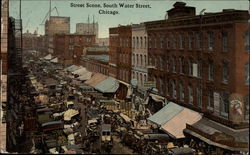 Street Scene, South Water Street Chicago, IL Postcard Postcard