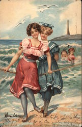 Two Girls at the Beach Postcard