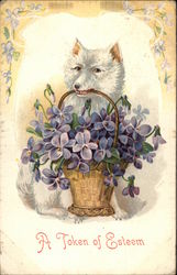 A Fox with a Basket of Violets Postcard