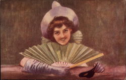 Portrait of Woman with Fan Postcard