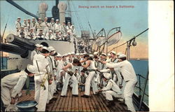 Boxing match on board a Battleship Postcard