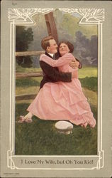 A Couple Hugging Couples Postcard Postcard