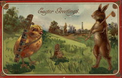 Easter Greetings from Golf Players Postcard