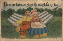 I like der hammock shust big enough for us two Dutch Children Postcard Postcard