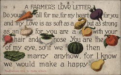 A Farmer's Love Letter Farming Postcard Postcard