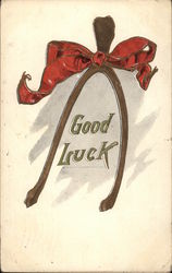 Good Luck, with Wishbone and Bow Postcard