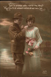 Sweetheart with her Soldier Postcard