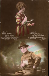 Woman and Man in Uniform Postcard