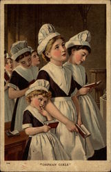 Orphan Girls with Books Postcard