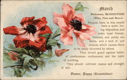 March - Red Poppies Astrology & Zodiac Postcard Postcard