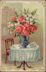 Vase of flowers on a table Postcard