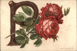 Roses Entertwined with a "P" Alphabet Letters Postcard Postcard