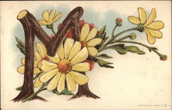 M With Daisies Postcard