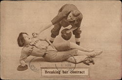 Breaking her contract  Baseball Postcard Postcard