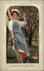 Woman on a Ladder Postcard