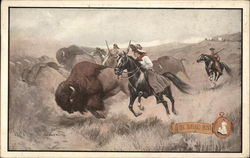 The Buffalo Hunt Cowboy Western Postcard Postcard