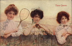 Three Women and Tennis Racket Postcard Postcard