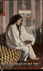 Woman in Pajamas Women Postcard Postcard