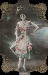 Women in a Fancy Dress Die Cut Postcard