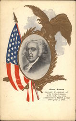 Portrait of John Adams and American Flag Presidents Postcard Postcard