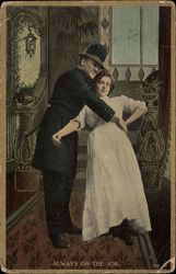 Police Officer Holding a Woman Postcard