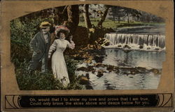 Man and Woman by the River Postcard