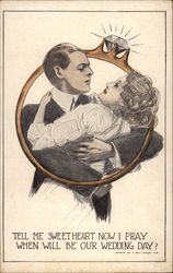 Couple Embrace Within an Engagement Ring Postcard Postcard