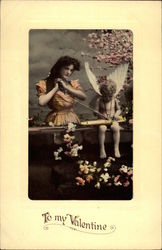 Woman and Cupid Postcard Postcard