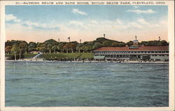 Bathing Beach and Bath House, Euclid Beach Park Cleveland, OH Postcard Postcard