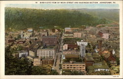 Bird's-Eye View of Main Street and Business Section Johnstown, PA Postcard Postcard