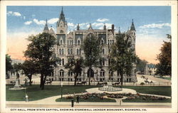 City Hall, from State Capitol, Showing Stonewall Jackson Monument Postcard