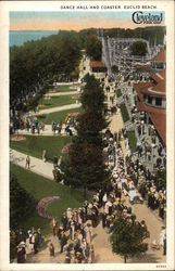 Dance Hall and Coaster: Euclid Beach Cleveland, OH Postcard Postcard