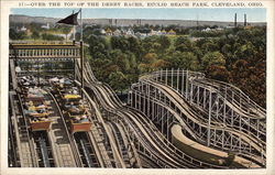 Over the Top of the Derby Racer, Euclid Beach Park Cleveland, OH Postcard Postcard