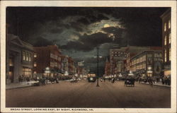 Broad Street, looking east by night Postcard