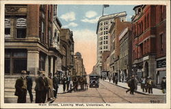 Main Street, Looking West Uniontown, PA Postcard Postcard