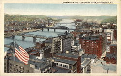 Looking up the Allegheny River Pittsburgh, PA Postcard Postcard