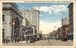 Penn and Center Avenues, Looking West, East Liberty Pittsburgh, PA Postcard Postcard