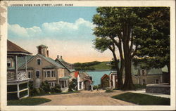 Looking Down Main Street in Lubec Maine Postcard Postcard