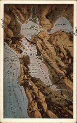 Relief Map of San Fransisco Bay Area Postcard