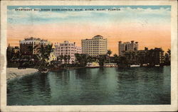 Apartment Buildings Overlooking Miami River Florida Postcard Postcard