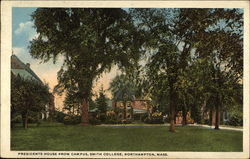 Presidents House from Campus, Smith College Postcard