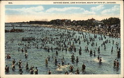 Bathing Scene, Lake Michigan, South of 76th St Chicago, IL Postcard Postcard