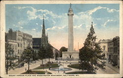 Mount Vernon Place and Washington Monument Baltimore, MD Postcard Postcard