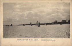 Moonlight on the harbor Edgartown, MA Postcard Postcard