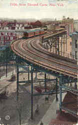 100th Street Elevated Curve Postcard